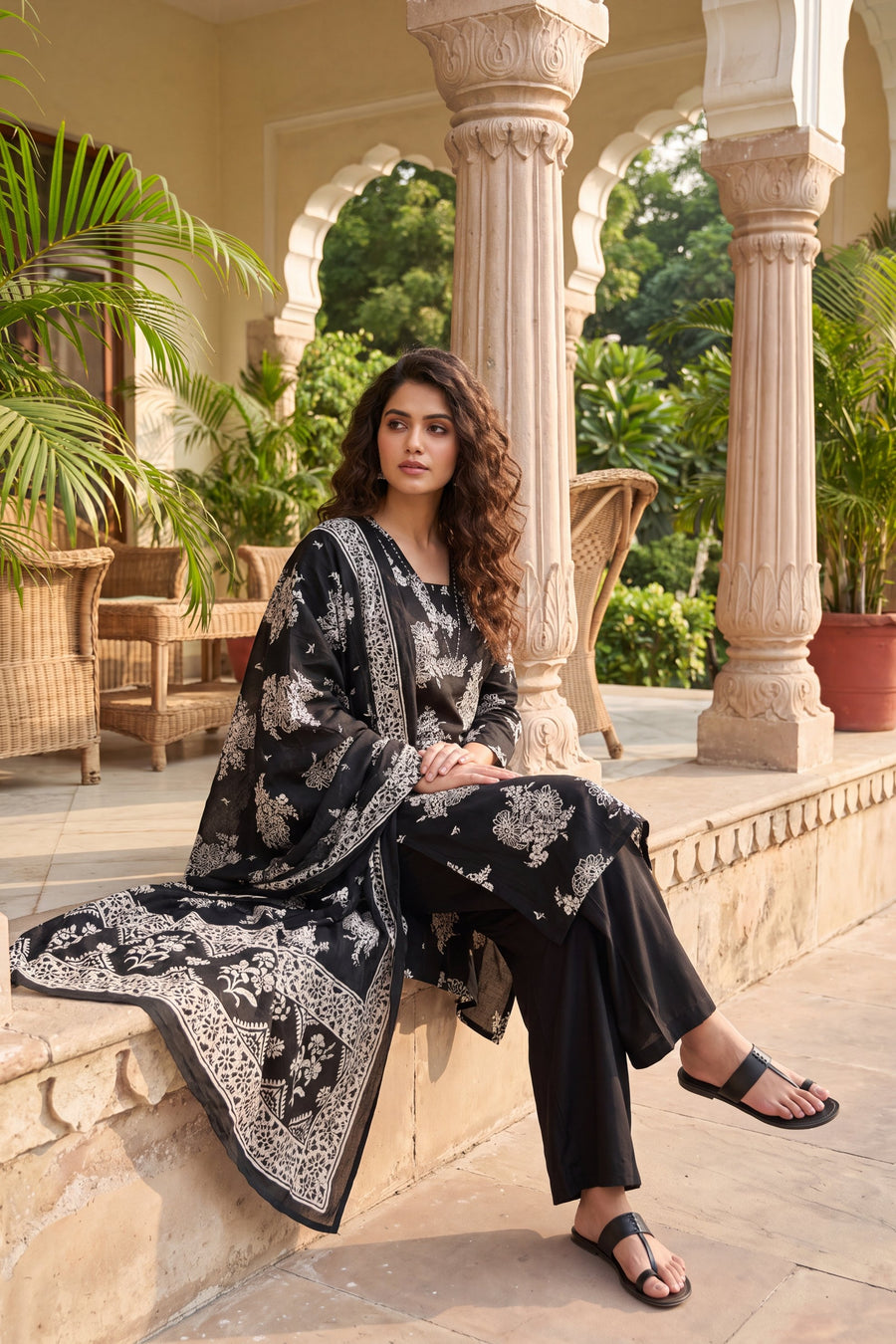 Pantheon Onyx Cotton Dupatta Set — image 3