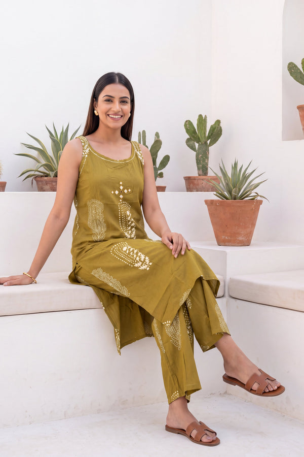 Turmeric Ease Sleeveless Cotton Co-ord Set