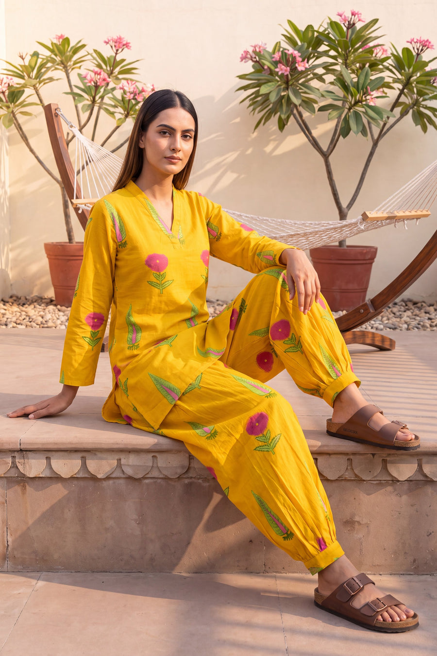 Marigold Glow Cotton Farshi Salwar Set — image 6