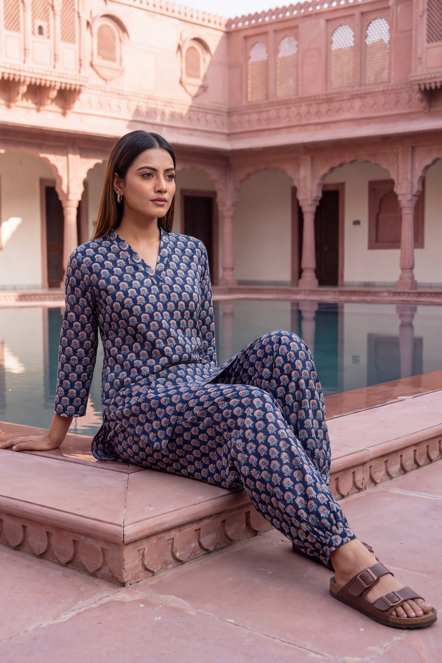 Indigo Ripple Cotton Farshi Salwar Set — image 6