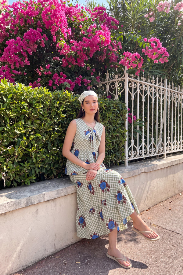 Sage Tiered Cotton Skirt Set