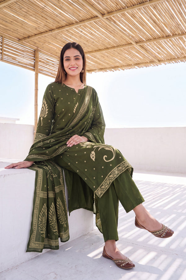 Sage Orchard Cotton Dupatta Set
