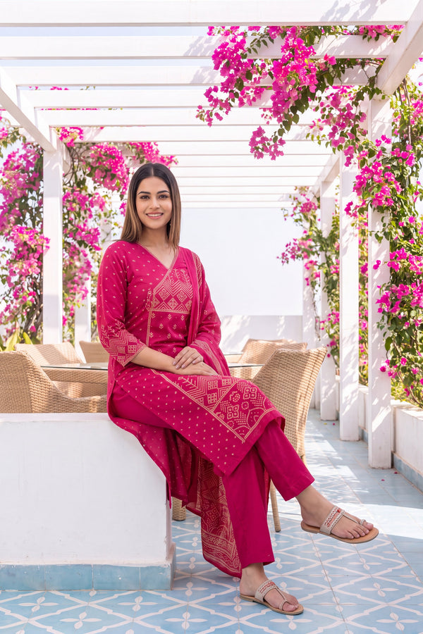 Petal Haven Cotton Dupatta Set