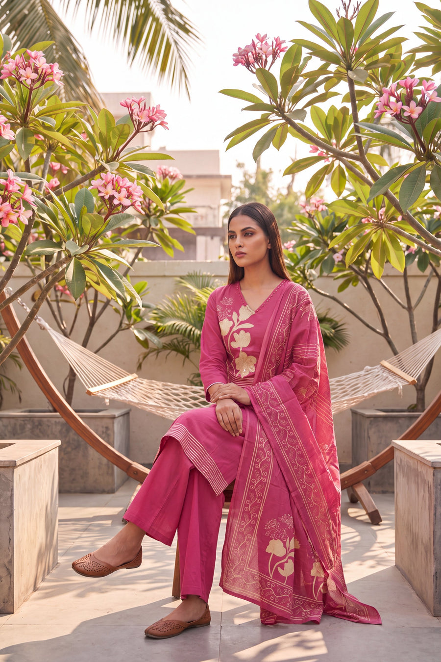 Rose Quartz Cotton Dupatta Set — image 4