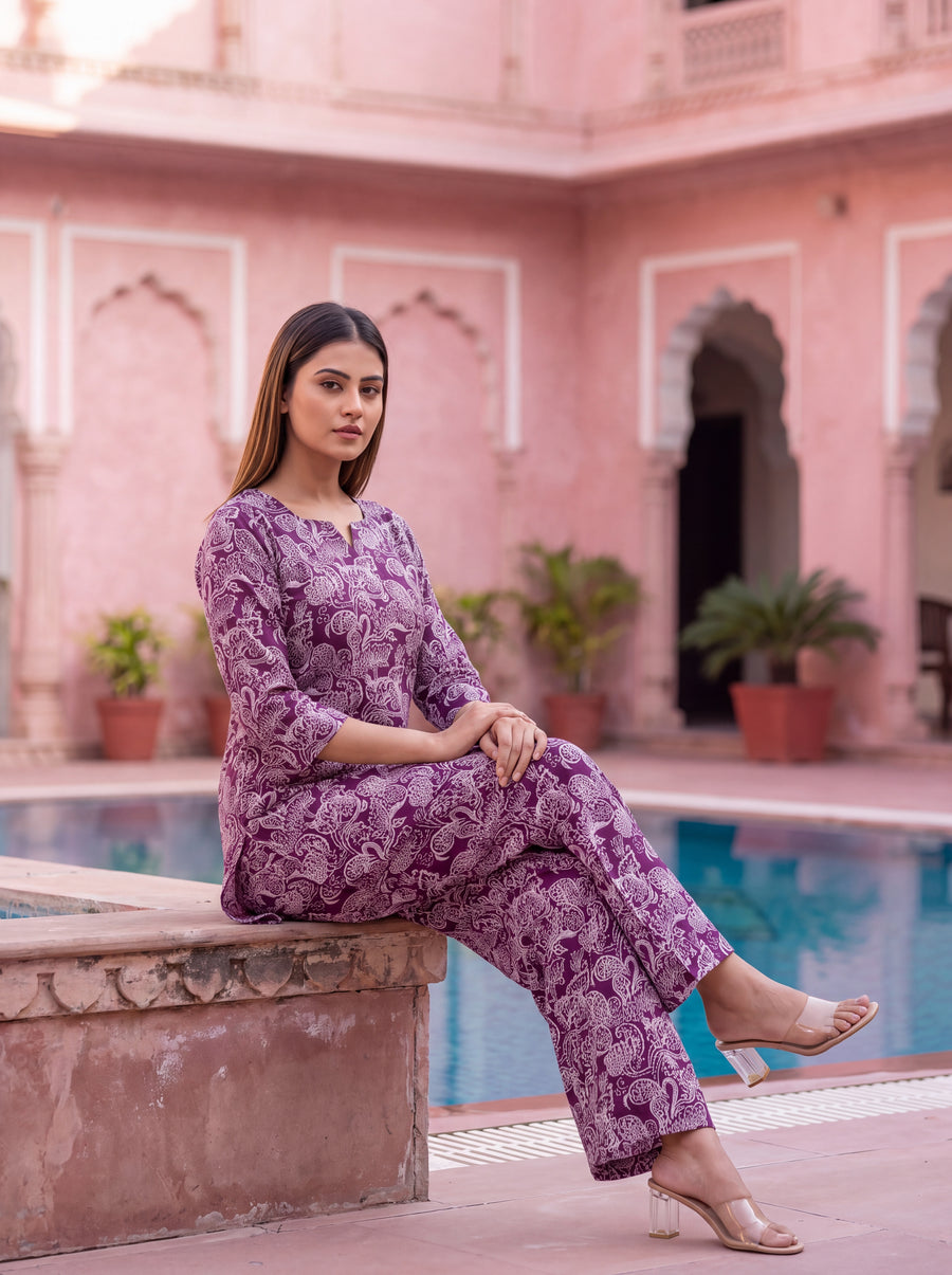 Plum Paisley Cotton Co-ord Set — image 4