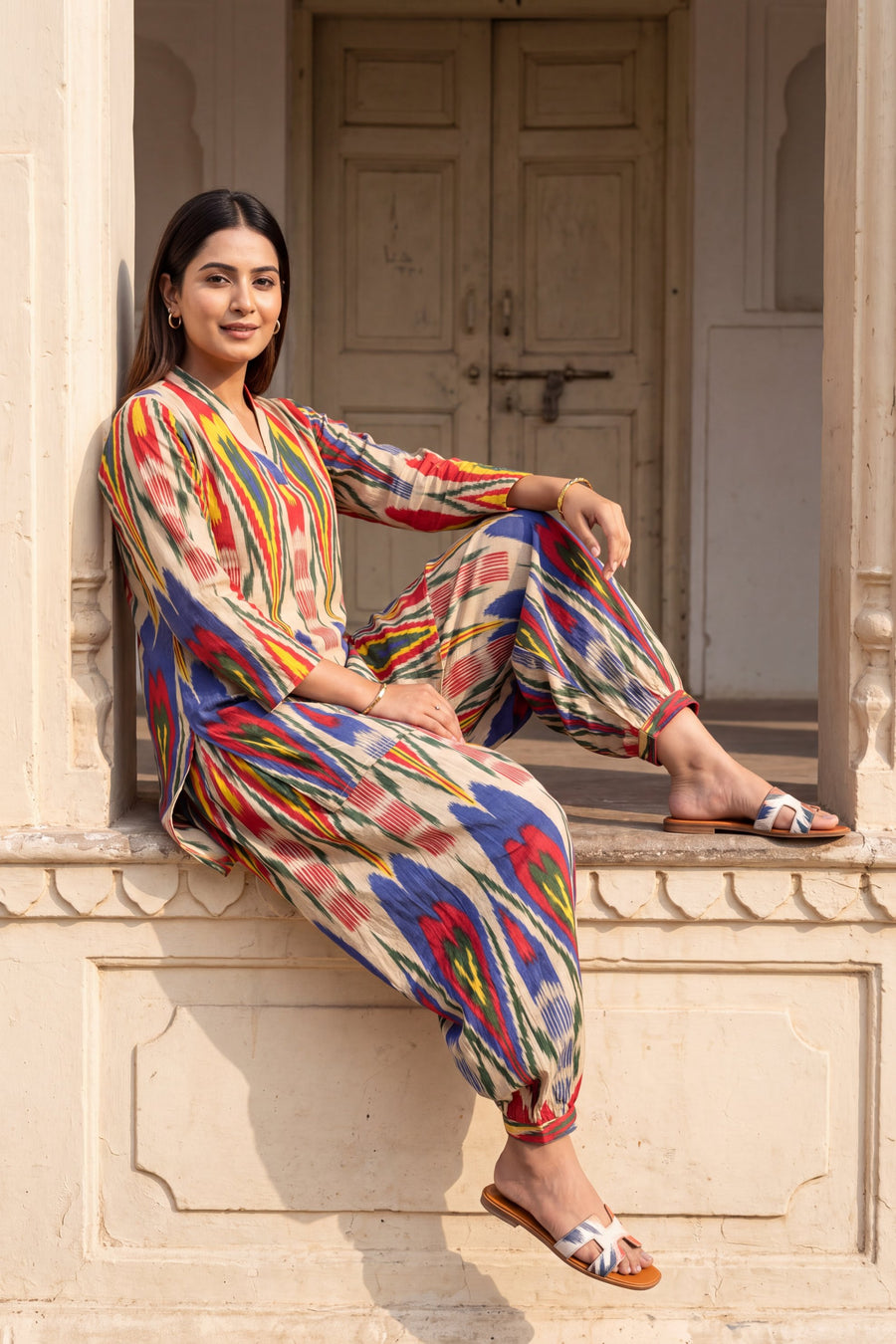 Fiesta Ikat Cotton Farshi Salwar Set — image 4
