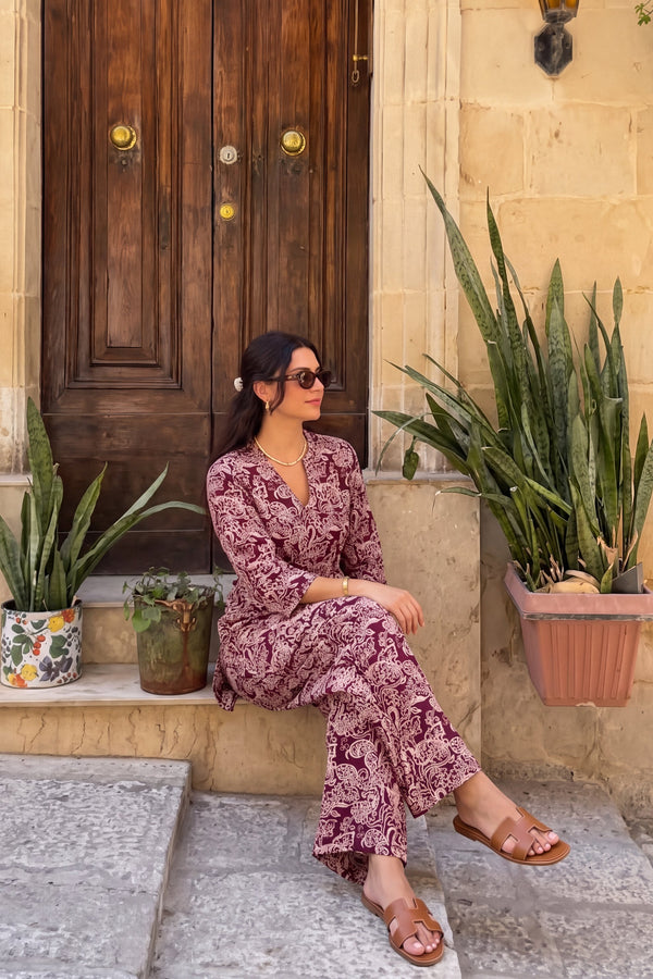 Mulberry Swirl Angrakha Cotton Co-ord Set