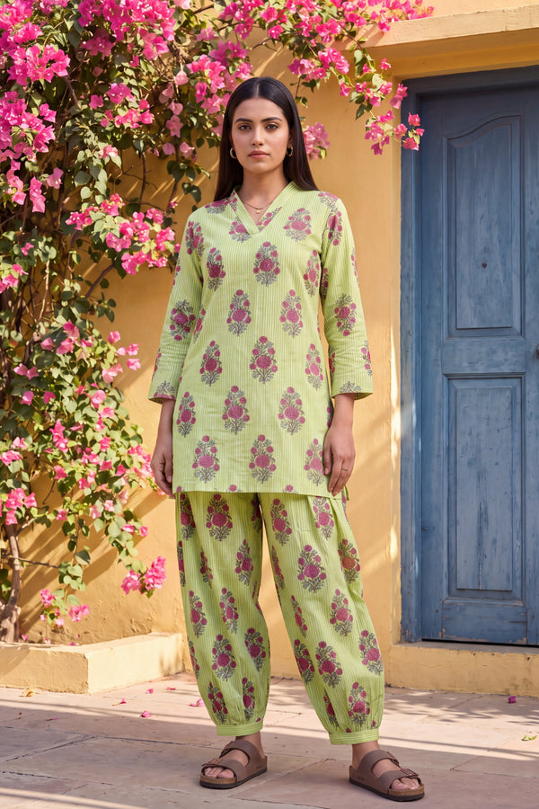 Emerald Ripple Cotton Farshi Salwar Set