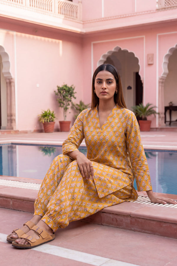 Amber Ripple Cotton Farshi Salwar Set