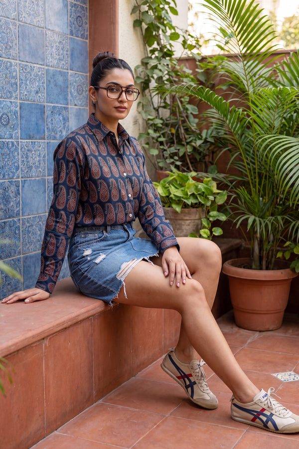 Cobalt Blue Cotton Shirt