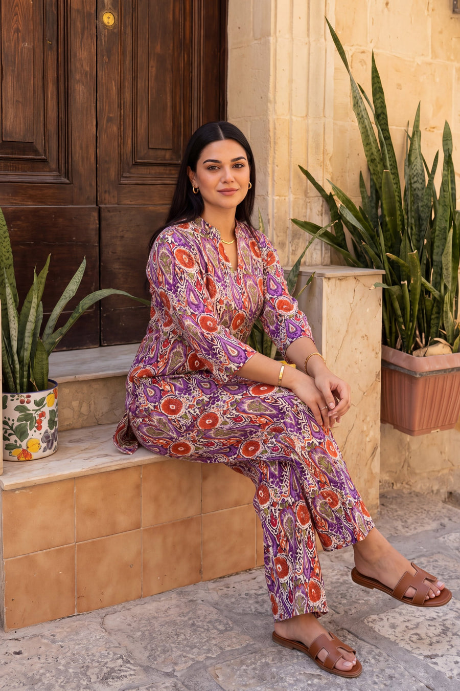 Amethyst Bloom Angrakha Cotton Co-ord Set — image 4