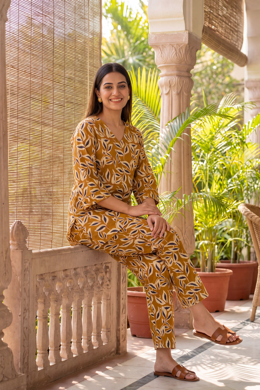 Sunbaked Trellis Yellow Cotton Co-ord Set — image 7