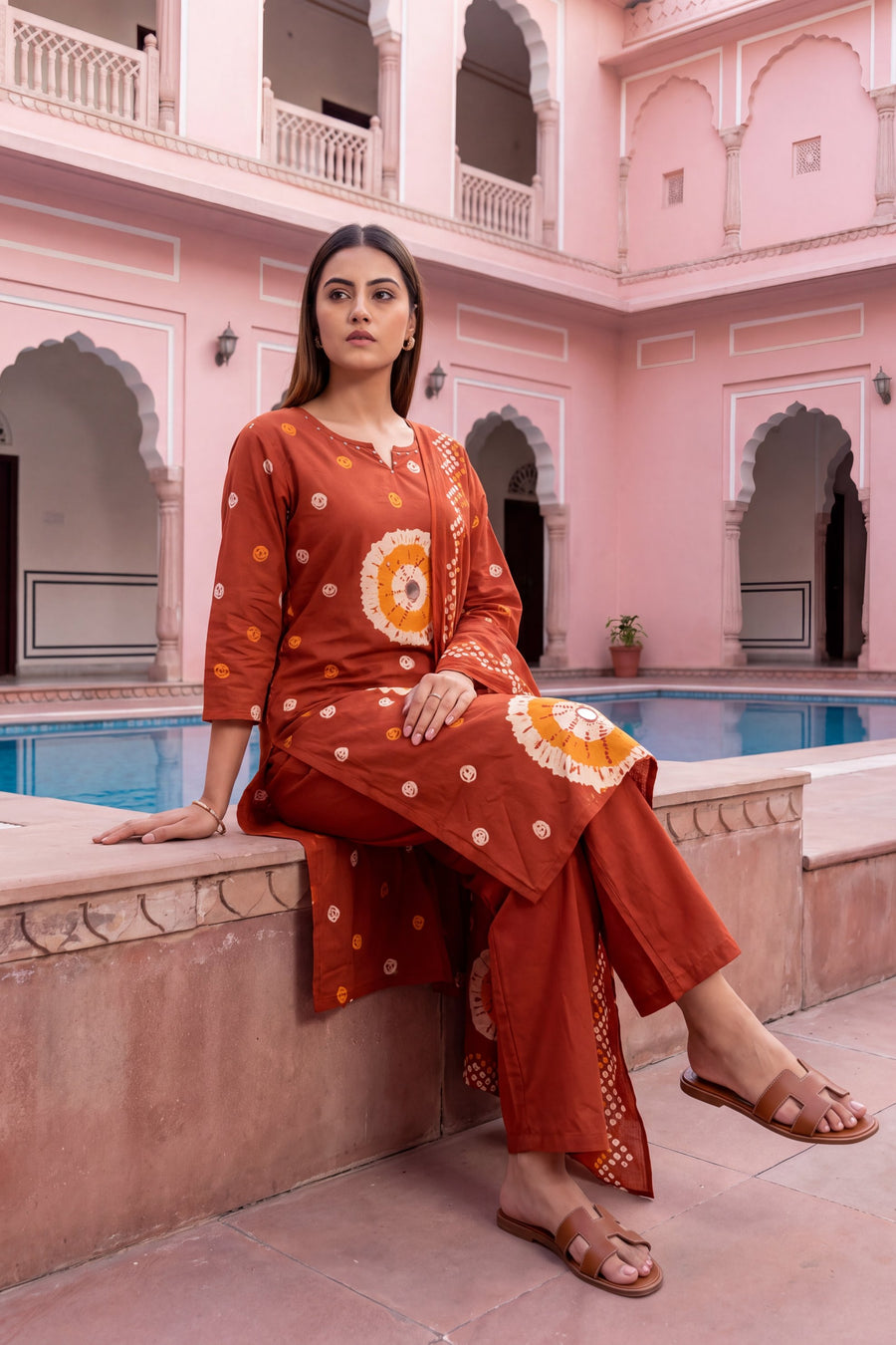 Tangerine Haze Cotton Dupatta Set — image 4