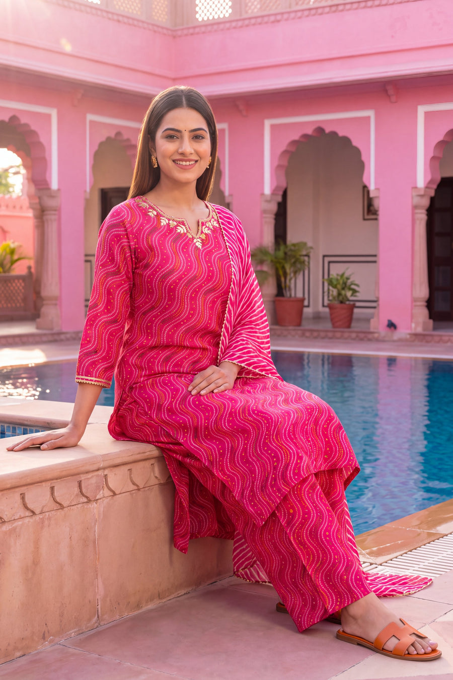Peony Lantern Cotton Dupatta Set — image 5