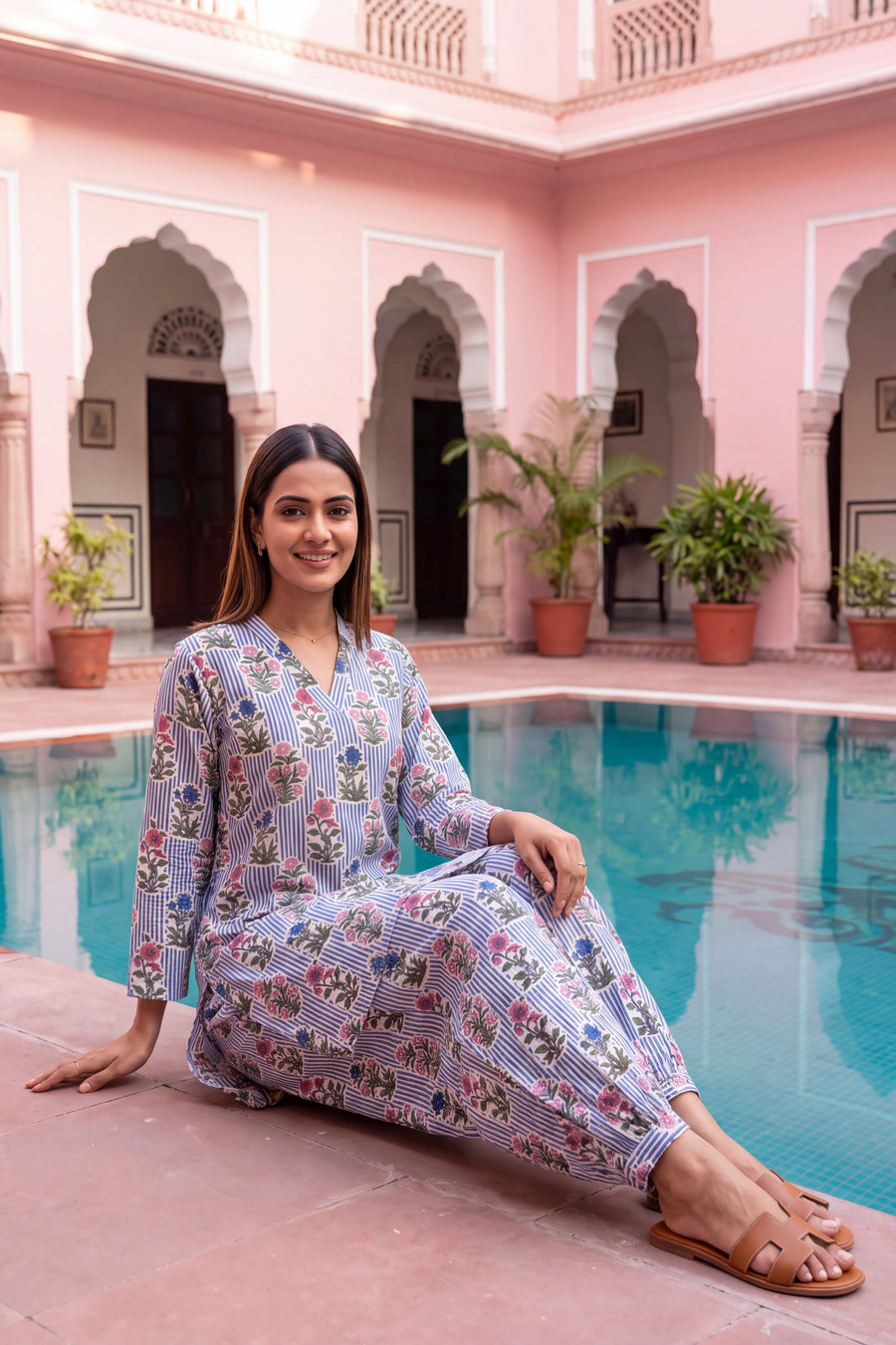 Cerulean Whisper Cotton Farshi Salwar Set — image 5