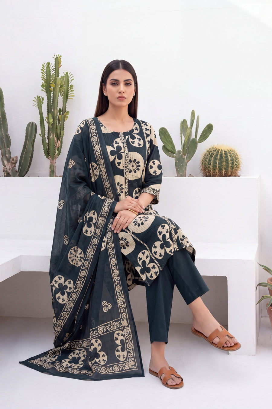 Cobalt Mist Cotton Dupatta Set — image 3