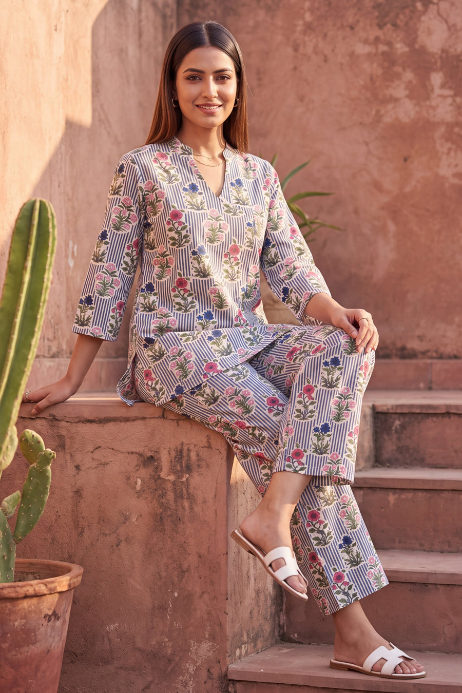 Misty Bluebell Angrakha Cotton Co-ord Set — image 6