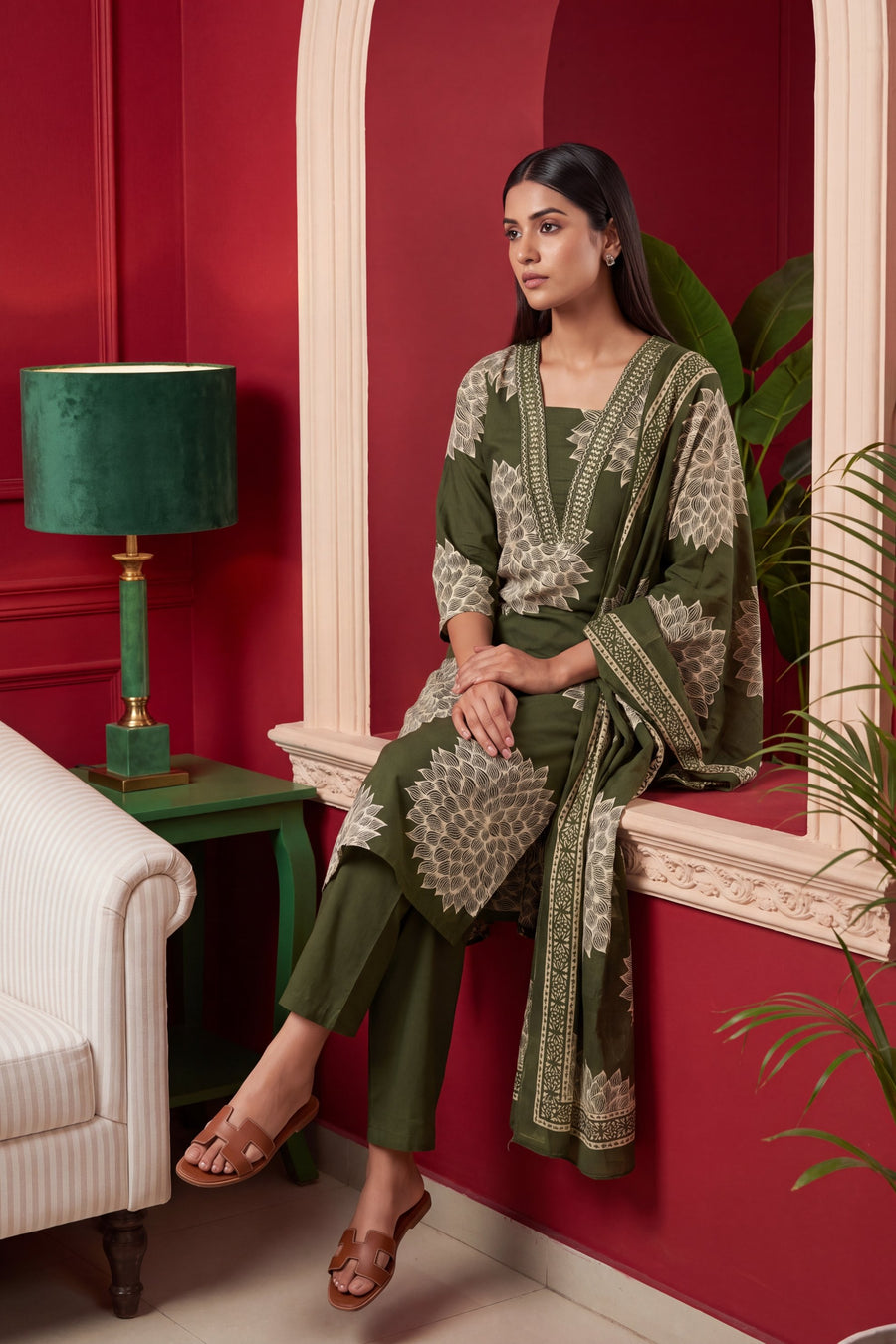 Basil Whisper Cotton Dupatta Set — image 3