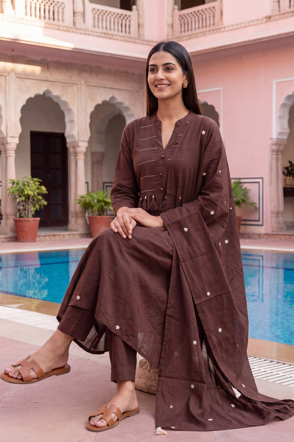Umber Vale Cotton Dupatta Set