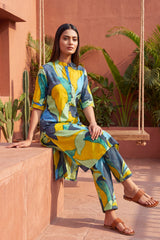 Café Mustard Mandarin Cotton Co-ord Set