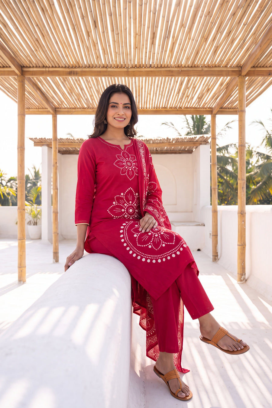 Blush Garden Cotton Dupatta Set — image 3