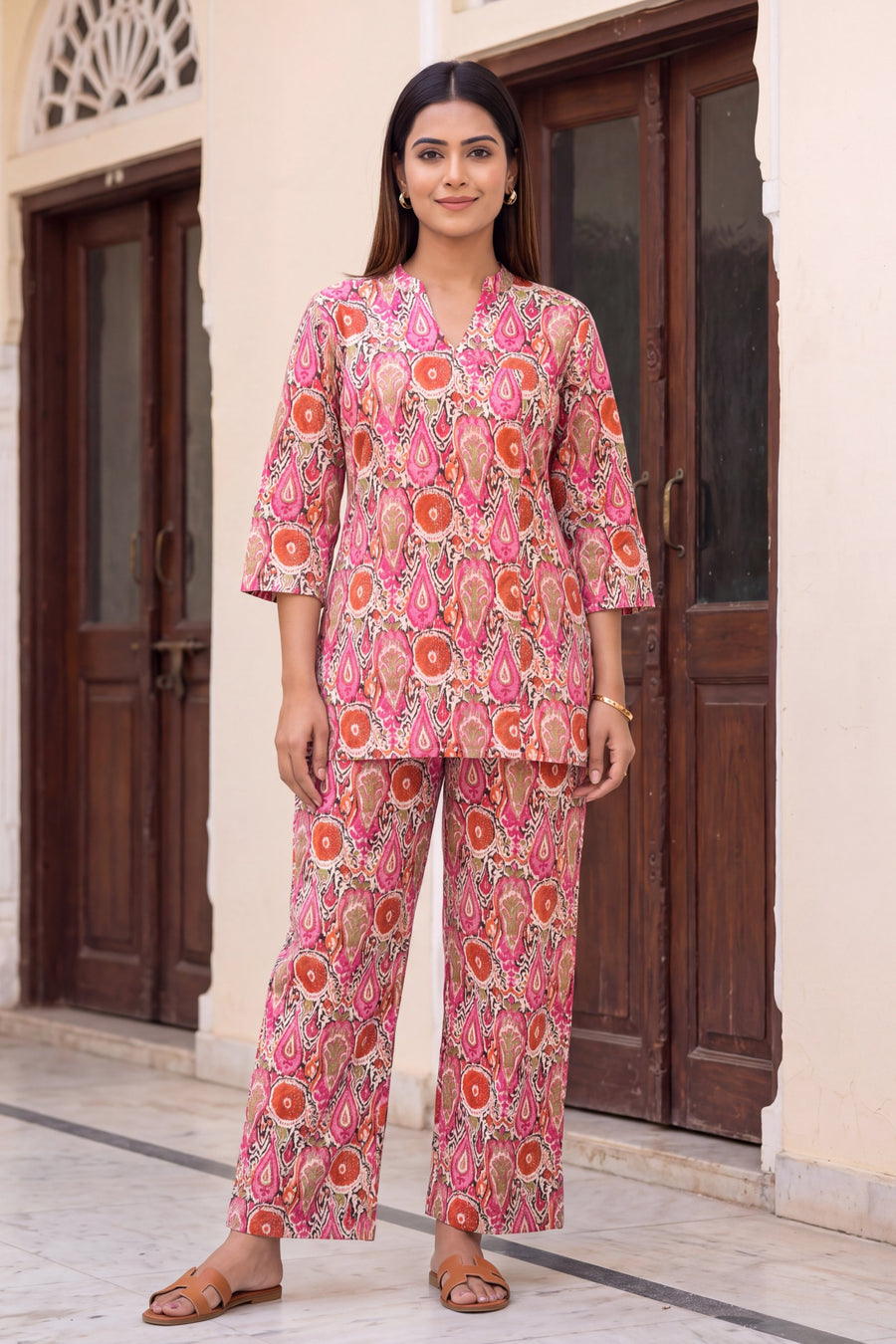 Peony Drift Angrakha Cotton Co-ord Set — image 6