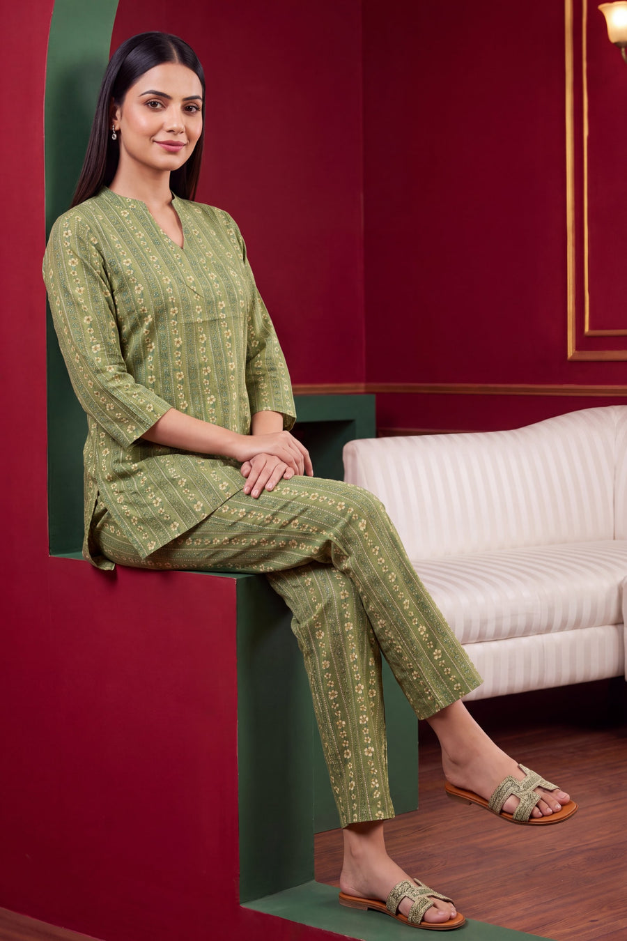 Fern Whisper Angrakha Cotton Co-ord Set — image 5