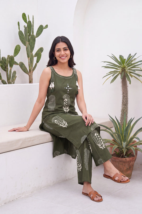 Basil Ease Sleeveless Cotton Co-ord Set