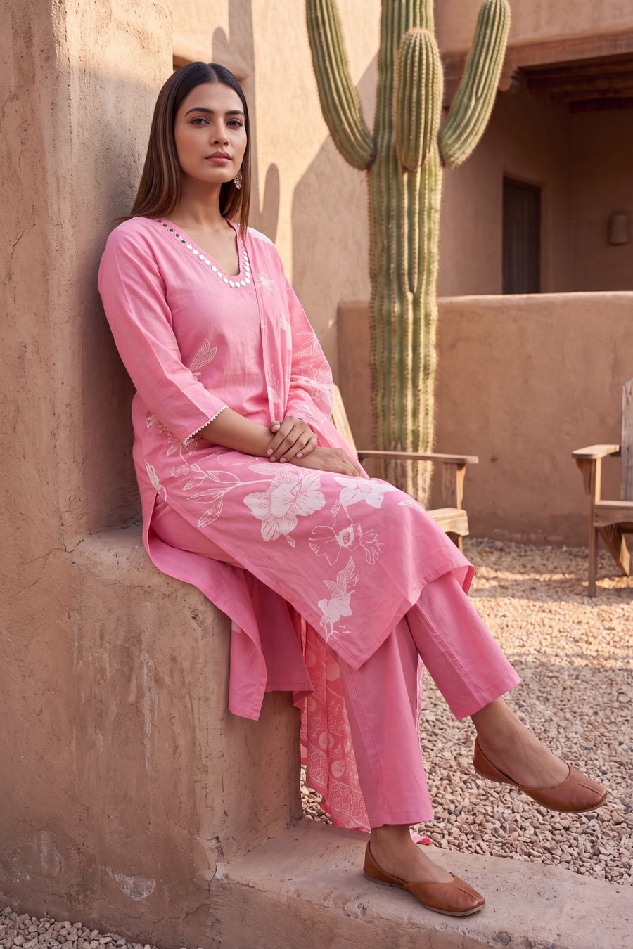 Autumn Petal Cotton Dupatta Set — image 2