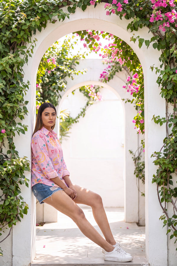 Flamingo Pink Cotton Shirt