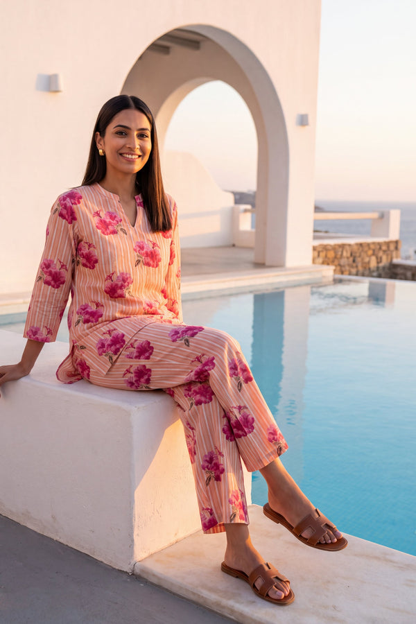 Almond Veil Cotton Angrakha Co-ord Set