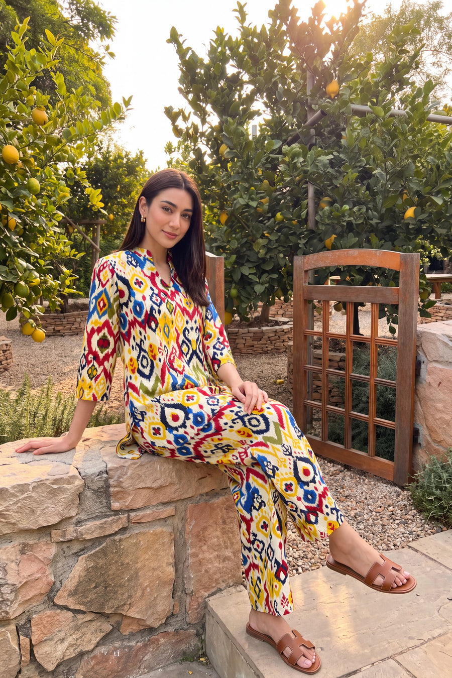 Festive Ikat Angrakha Cotton Co-ord Set — image 6