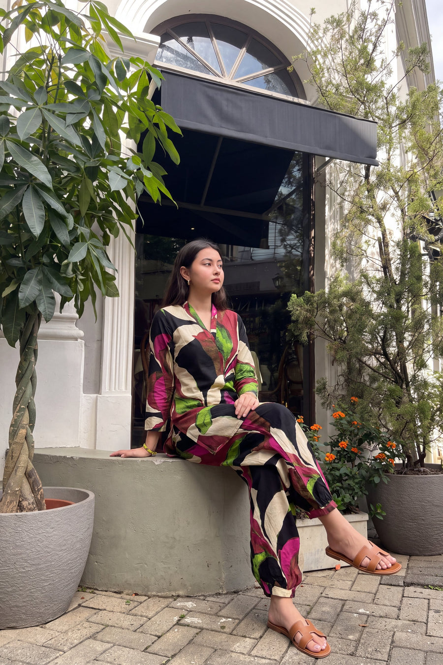 Magenta Foliage Cotton Farshi Salwar Set — image 8