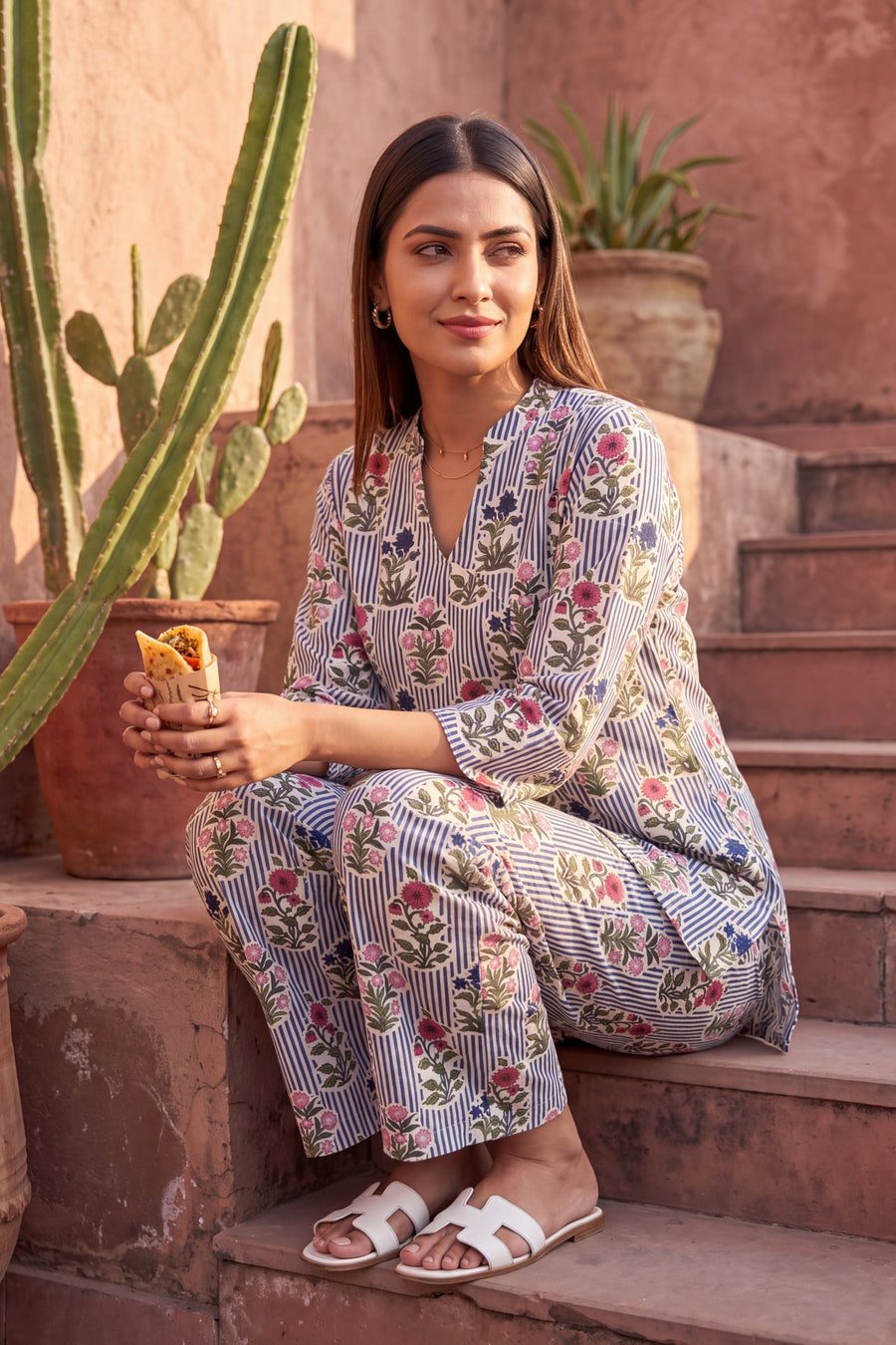 Misty Bluebell Angrakha Cotton Co-ord Set — image 7