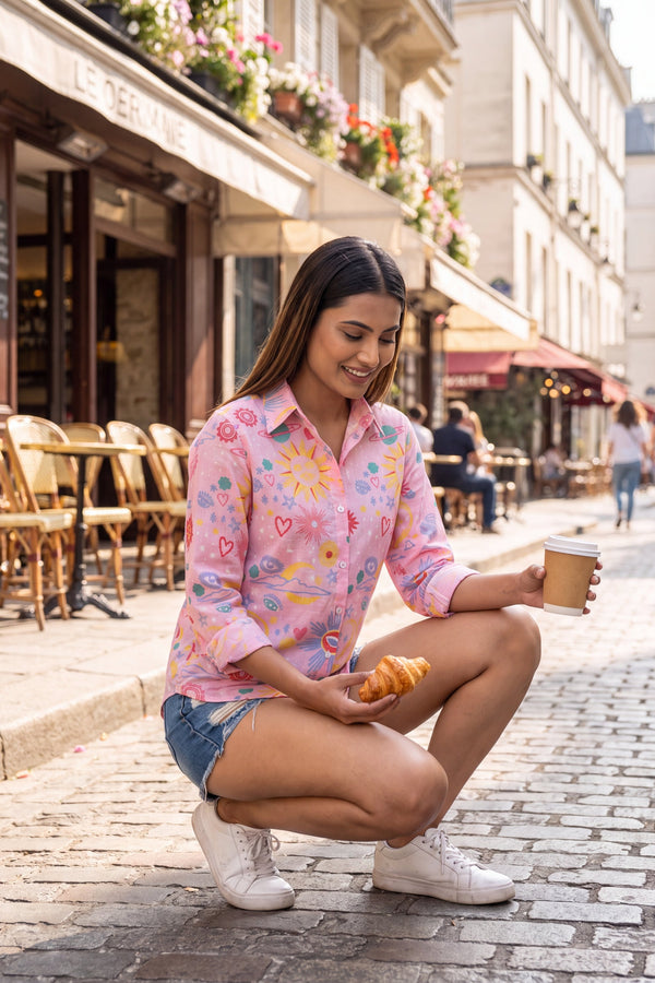 Flamingo Pink Cotton Shirt