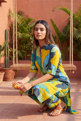 Café Mustard Mandarin Cotton Co-ord Set