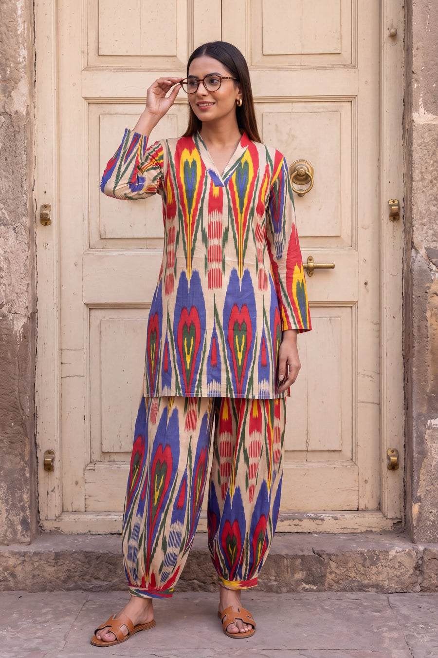 Fiesta Ikat Cotton Farshi Salwar Set — image 6