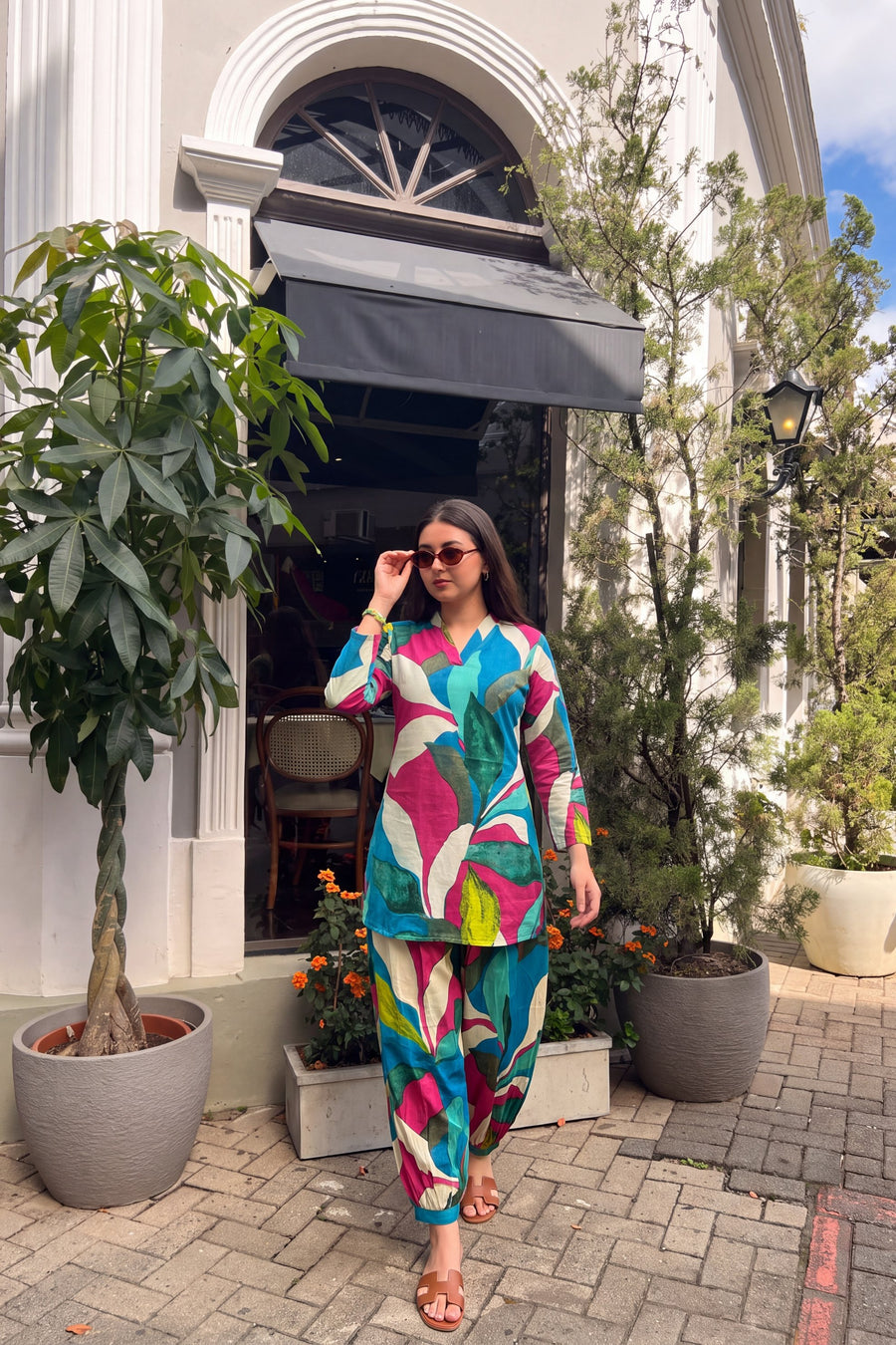 Lagoon Foliage Cotton Farshi Salwar Set — image 5