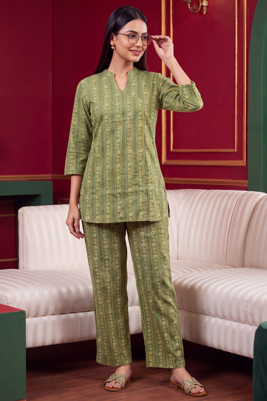 Fern Whisper Angrakha Cotton Co-ord Set — image 6