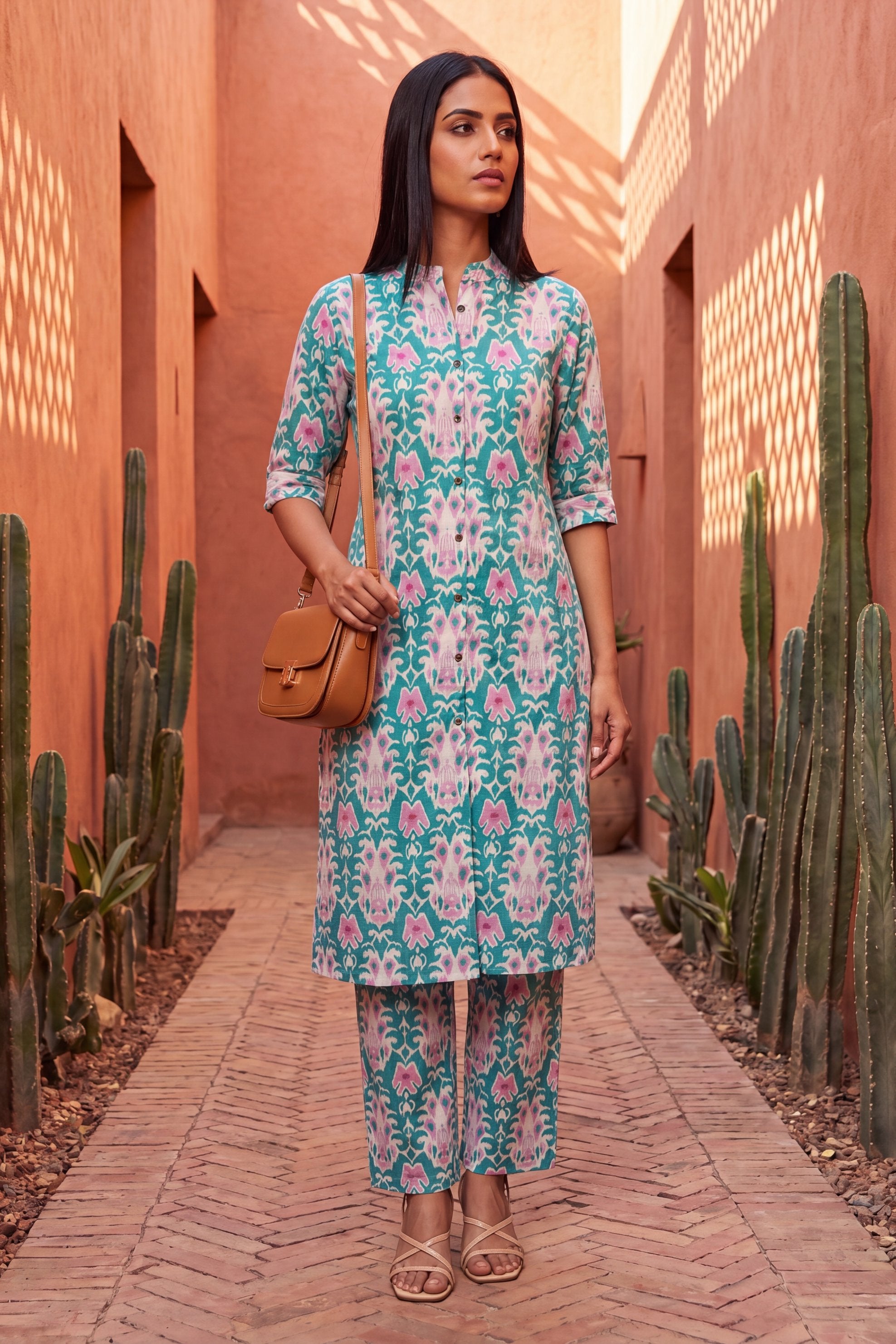 Atelier Olive Mandarin Cotton Co-ord Set