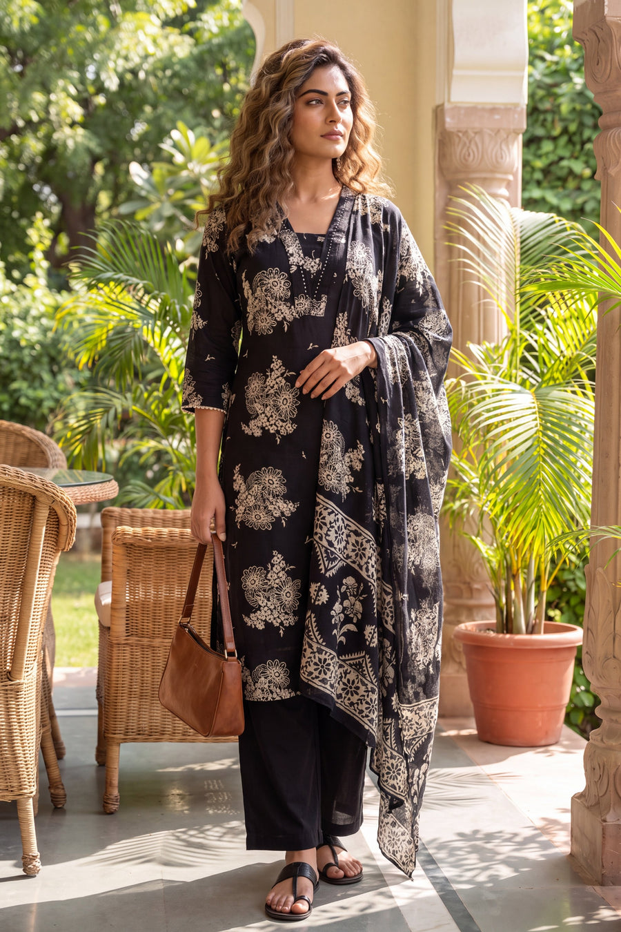 Pantheon Onyx Cotton Dupatta Set — image 4