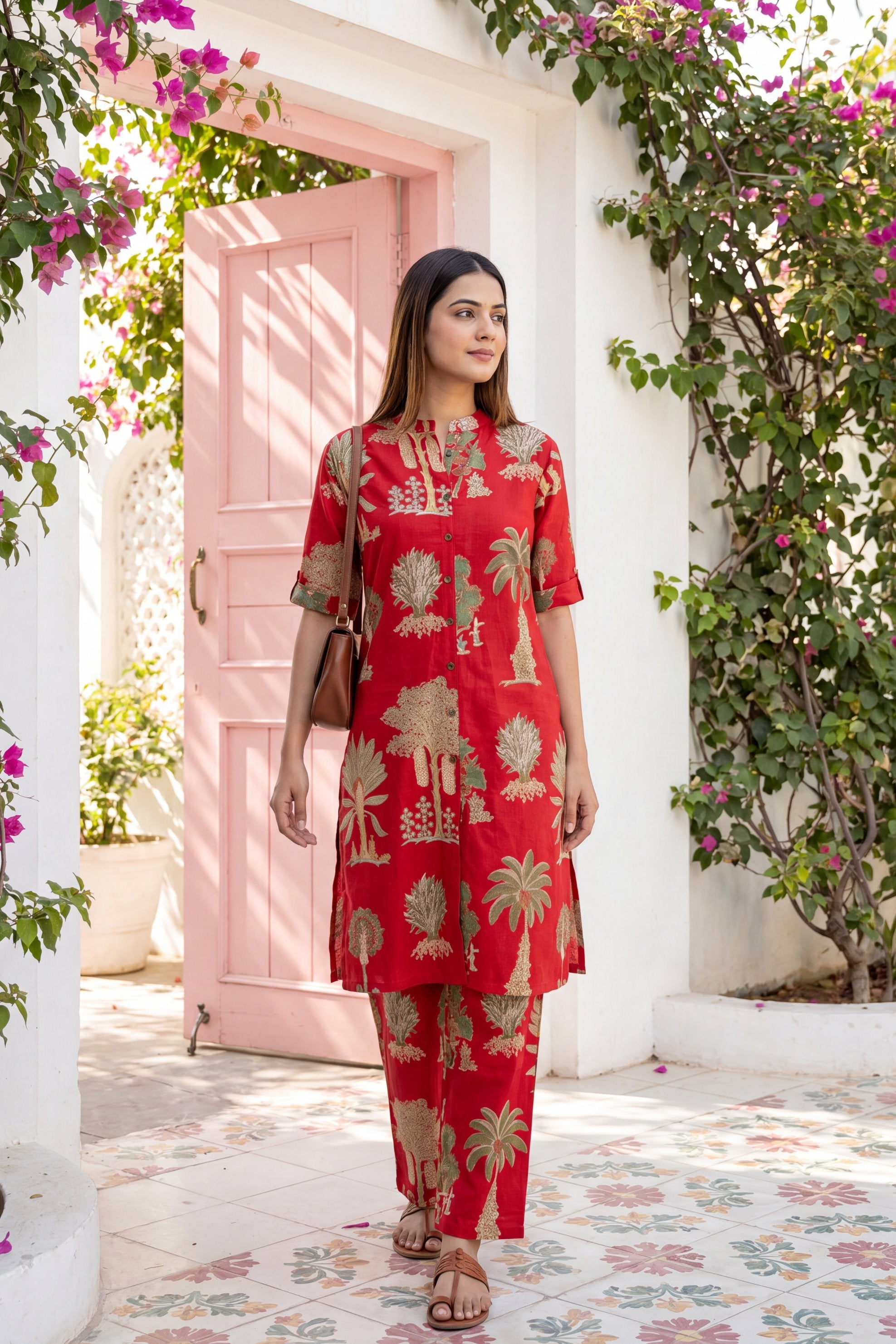 Cabernet Red Mandarin Cotton Co-ord Set