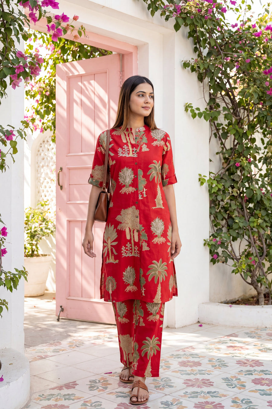 Cabernet Red Mandarin Cotton Co-ord Set — image 4
