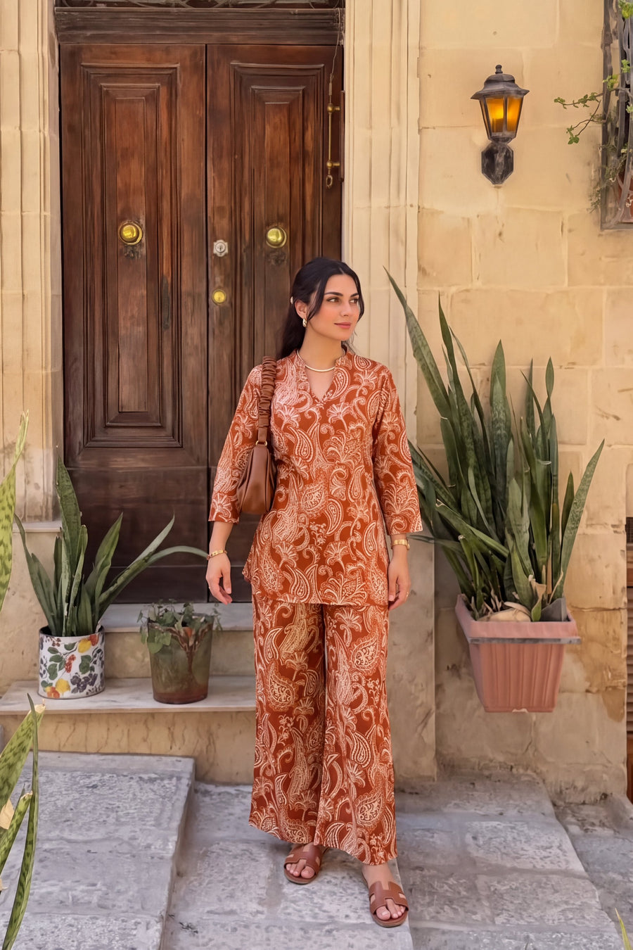 Cinnamon Ember Angrakha Cotton Co-ord Set — image 11