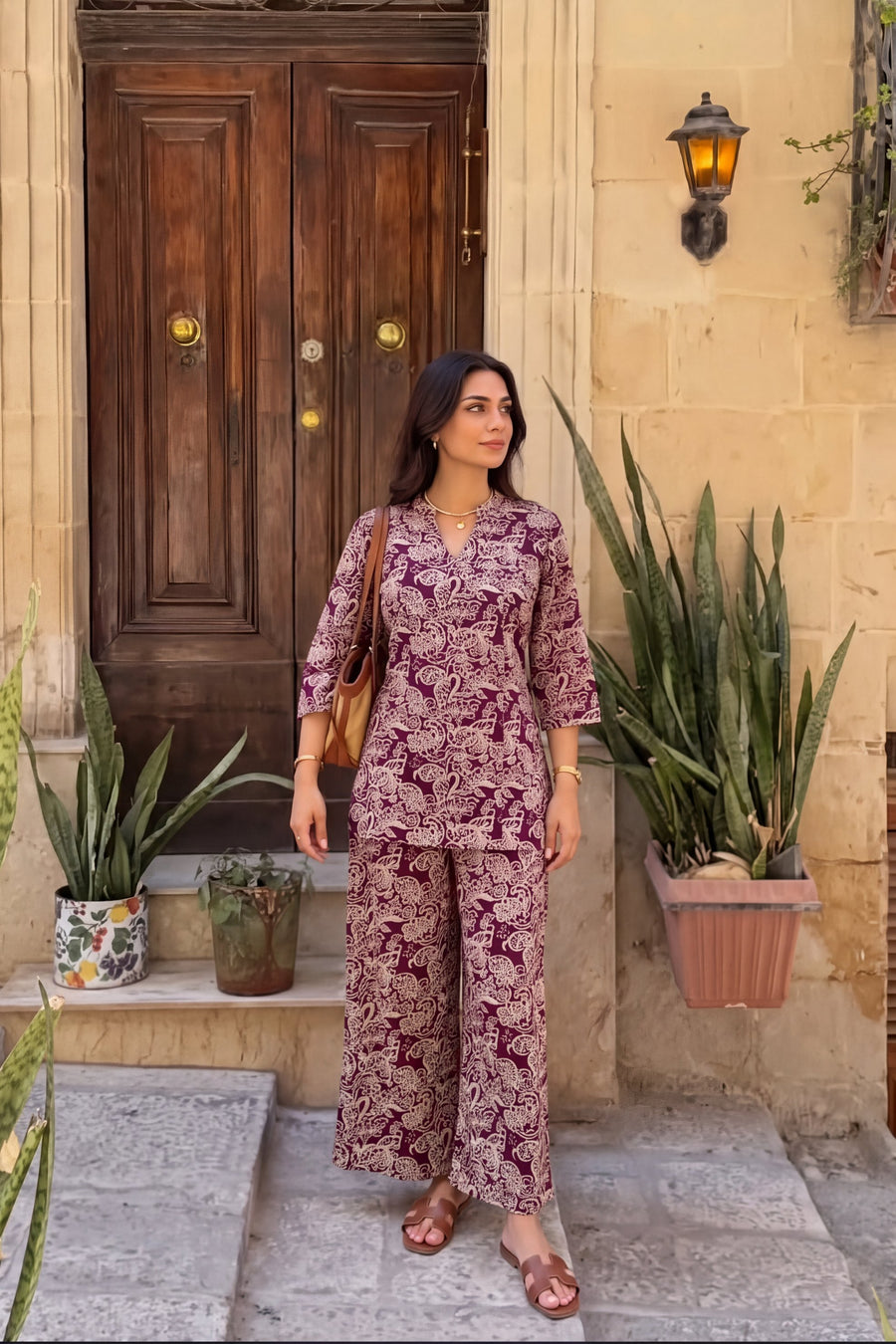 Mulberry Swirl Angrakha Cotton Co-ord Set — image 6