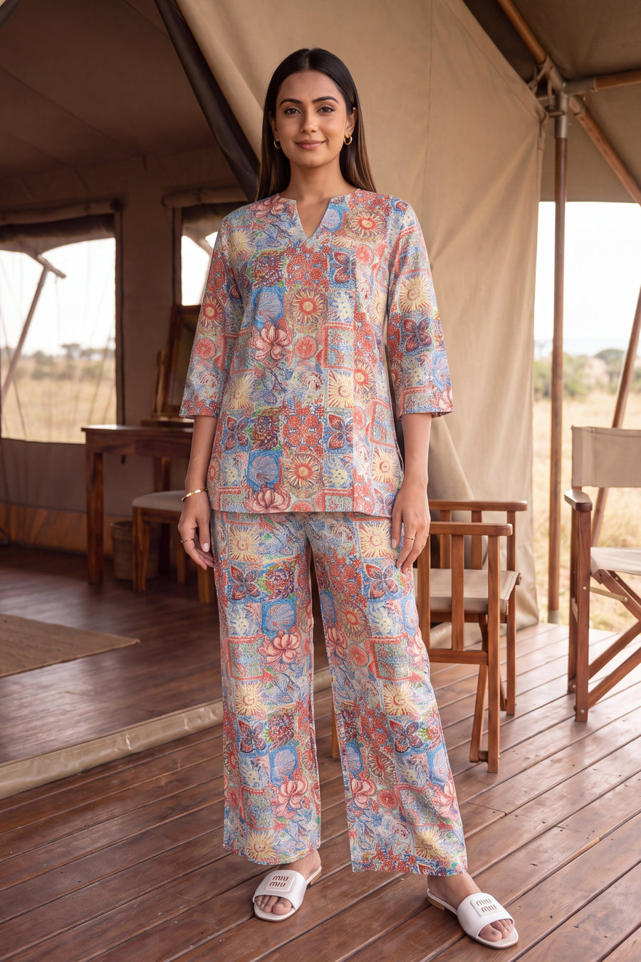 Pastel Mosaic Angrakha Cotton Co-ord Set — image 6