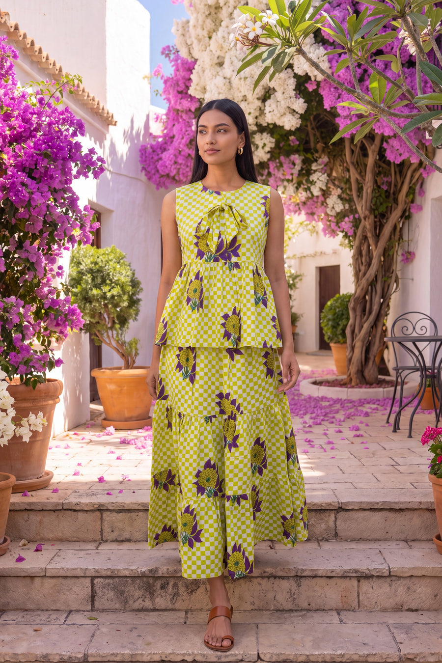 Olive Tiered Cotton Skirt Set — image 5