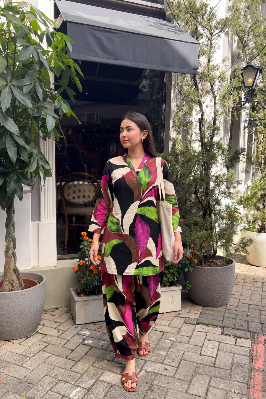 Magenta Foliage Cotton Farshi Salwar Set — image 10