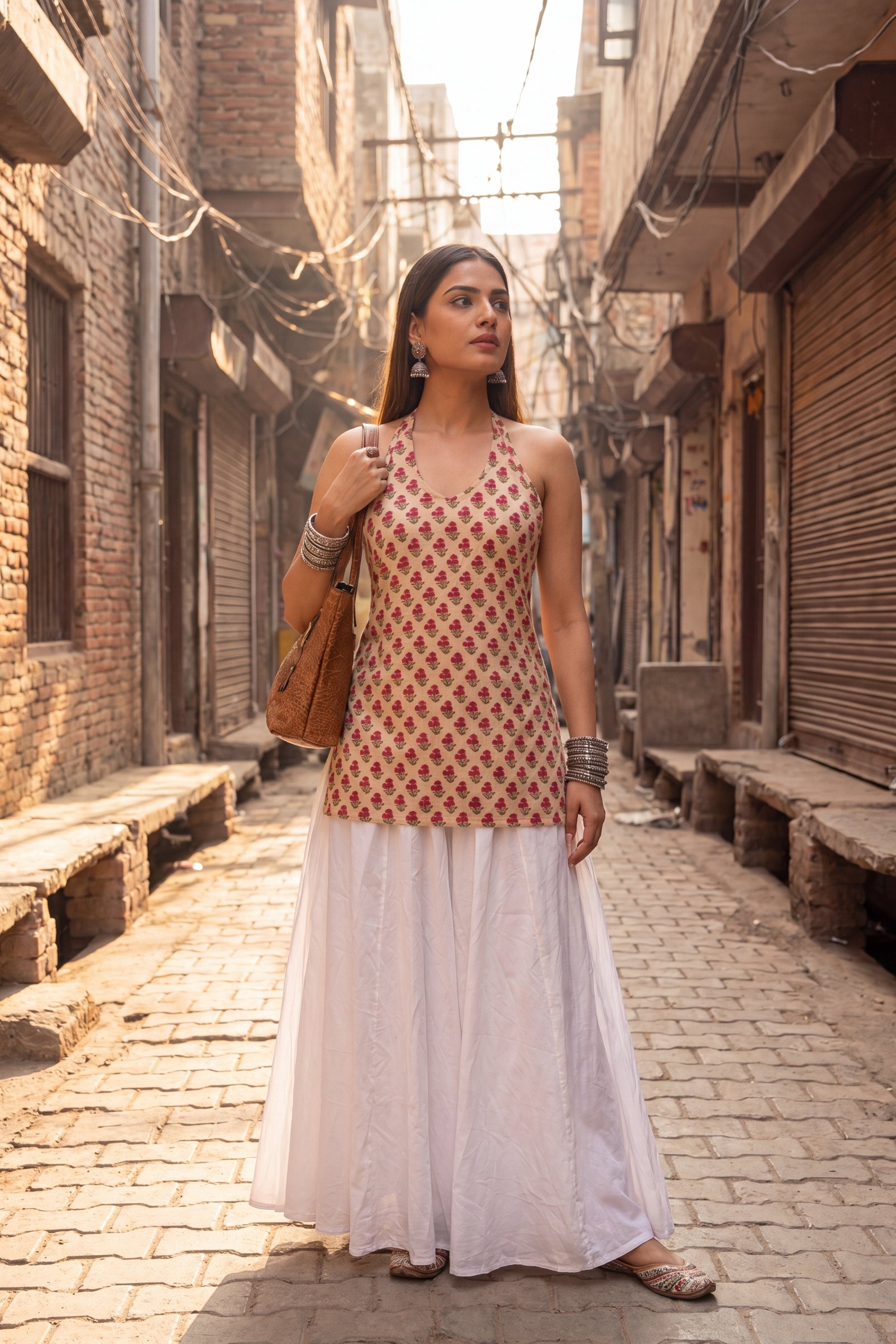 Atelier Sand Beige Halter Cotton Top