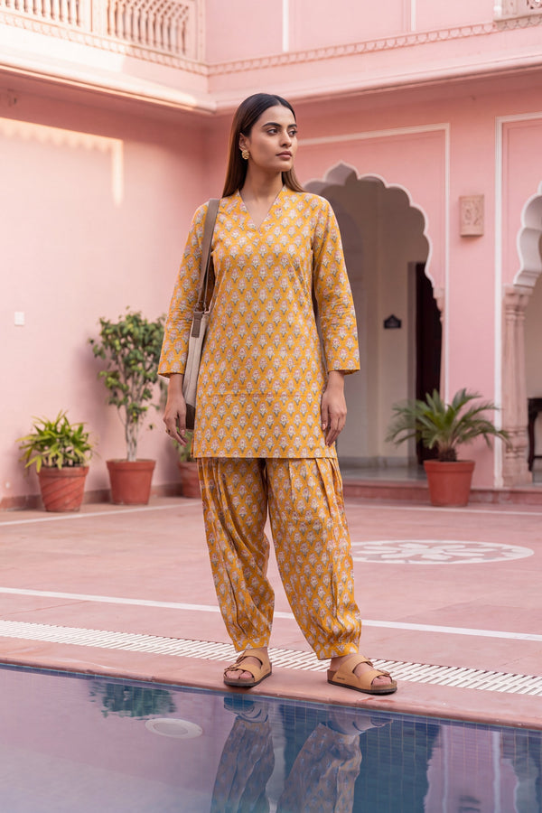 Amber Ripple Cotton Farshi Salwar Set